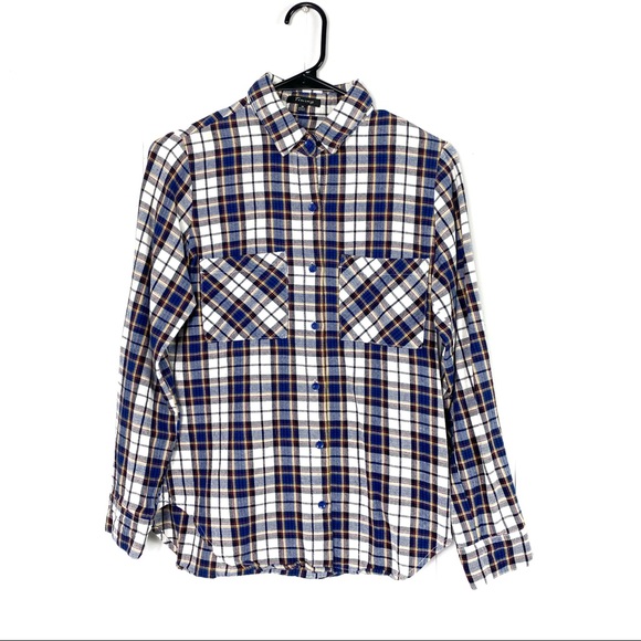Timing Tops - Timing Blue/Red Plaid Button Down Top M
